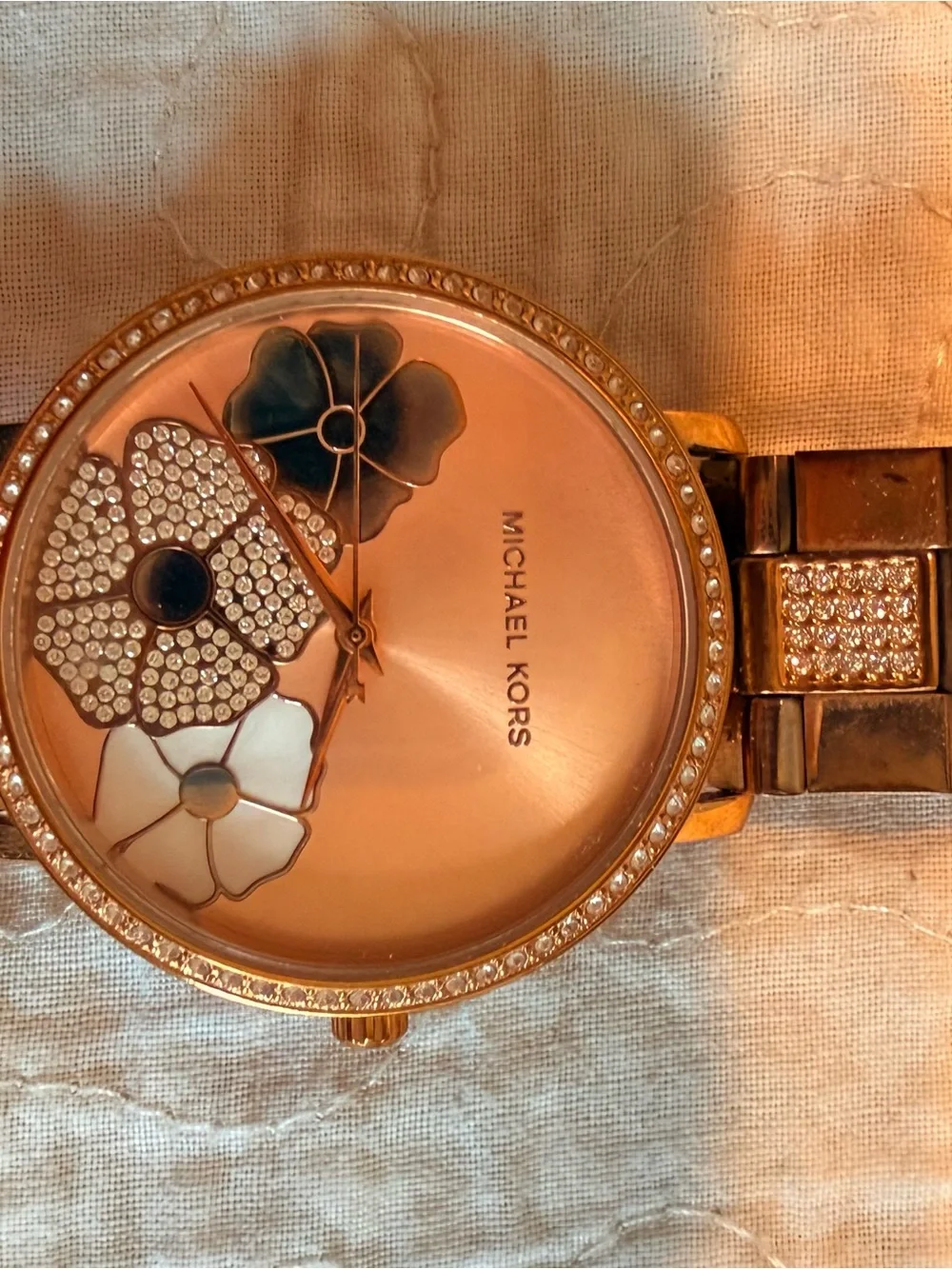 Michael Kors Rose Gold Floral Crystal Bracelet Watch